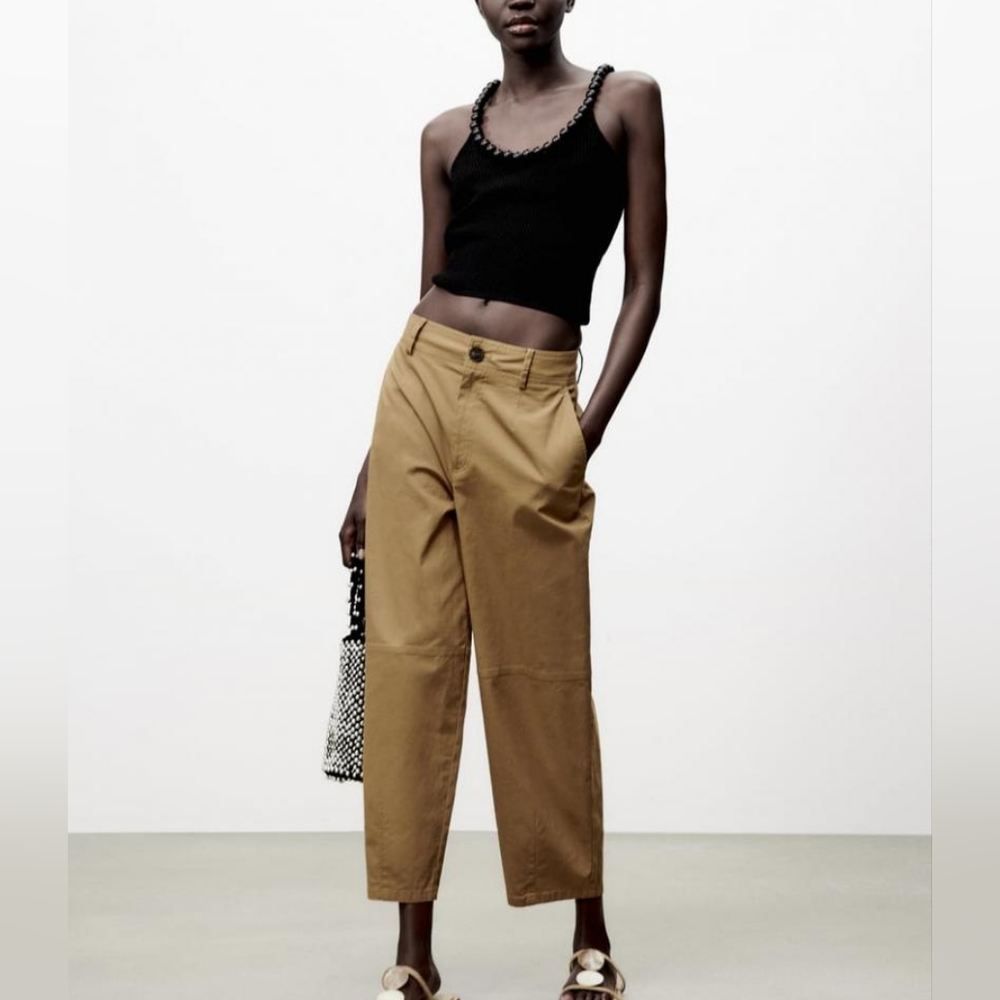Zara NWT 100% cotton slouchy pants S